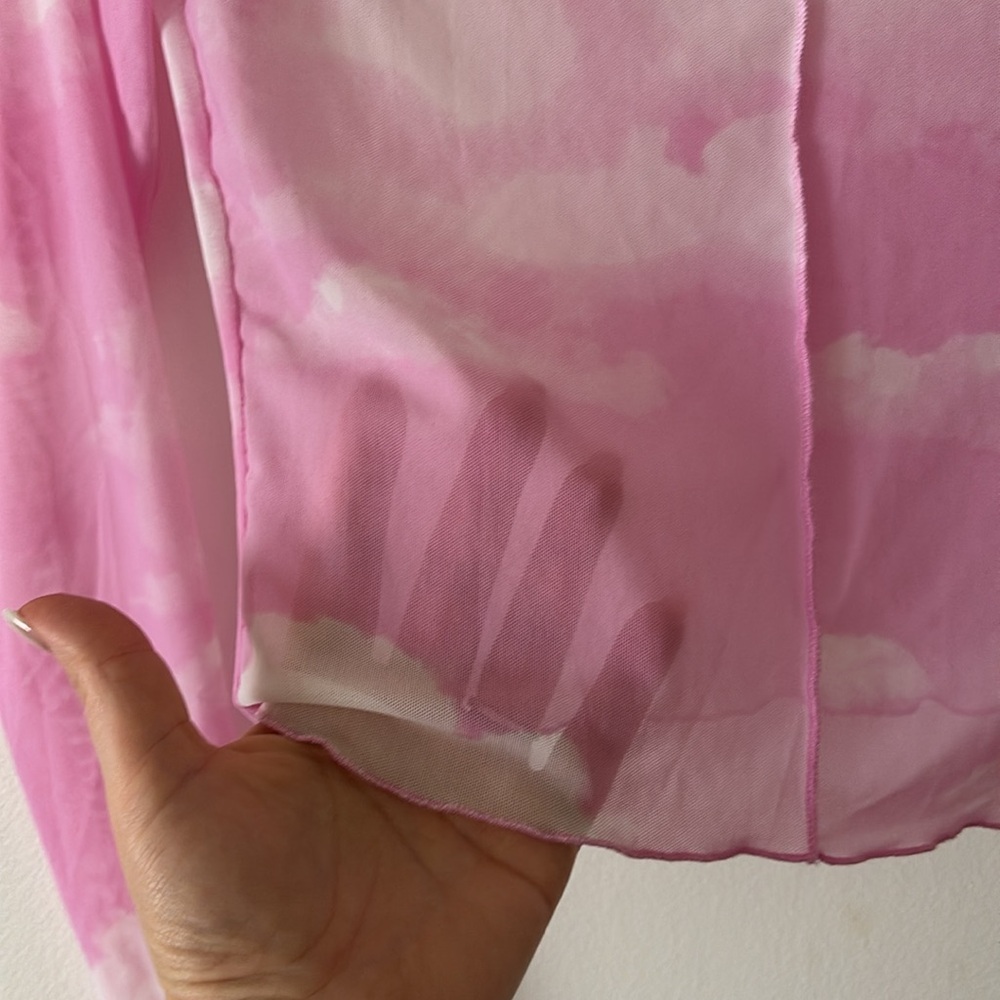 Forever 21 Pink Sheer Cloud Long Sleeve Top - Picture 4 of 4